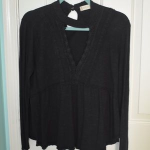 Altar’d State Black Long Sleeve Choker Neck Top!